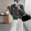 Cárdigan de punto con diseño de conejo floral estilo coreano para mujer, moderno nuevo top suéter de color liso versátil de corte holgado estilo coreano