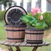 Barril de Madera de Imitación Vintage Barril de Vino Maceta de Plástico Engrosada Extra Grande No Porosa Hidropónica Tazón de Cobre Hierba Nenúfares Nenúfares Maceta Tarro