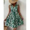 2023 Estação Independente da Amazon Comércio Exterior Moda Feminina Moda Boêmia Vestido Estampado Plissado Solto com Decote V para Mulheres