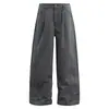 Pantalones Cargo Lavados con Efecto Desgastado de Cintura Alta Estilo Retro Americano 2025 para Hombres y Mujeres Holgados Hip-Hop Desgastados Casuales Rectos