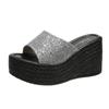 2026 Verano Nuevo Modelo Comercio Exterior Transfronterizo Lentejuela Tacón Alto Plataforma Suela Gruesa Chanclas para Mujer, Venta al por Mayor desde Fabricante