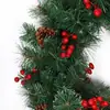 Guirnalda de Navidad de 45 cm con 100 Hojas Personalizada Venta Caliente Transfronteriza Amazon Guirnalda de Navidad de Fruta Roja y Aguja de Pino Mimbre Personalización