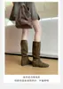 Botas de mujer a la moda estilo coreano con plantillas ocultas para aumentar la altura, botas largas ajustadas, hebilla de cinturón de cuero, 2026