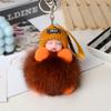 Colgante de Bola de Pelo de Zorro Muñeco de Peluche Lindo Colgante de Muñeca Durmiendo Llavero para Cochecito de Bebé Decoración de Bolso