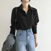 Camisa de Chiffon Feminina 2026 Outono Nova Estilo Coreano Solta Emagrecedora Camisa Base Preta Profissional OL Top Tendência