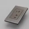 Metal gris sin óxido acero inoxidable 304 calibre americano 118 tipo uno abierto 2 abierto 3 vías enchufe de interruptor de luz de pared