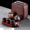 Juego de té de viaje de arena púrpura juego pequeño portátil juego portátil para acampar al aire libre juego de té kung fu tetera bandeja de té taza de té cafetera