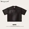 Comida callejera Verano Estilo Americano de Moda Ropa para Hombre Corte Holgado Manga Corta Ancha Malla Capas Cuello en V Camiseta de Manga Corta para Ropa de Abrigo Hombres