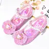 Sapatos de Cristal Brilhantes para Crianças, Sapatos de Salto Alto para Meninas, Sapatos de Princesa Kuromi da Moda para Menininhas, Sapatos de Couro para Bebês