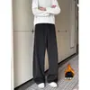 Calça Casual Retrô Americana Pesada com Caimento Masculina Outono/Inverno Pelúcia Grossa Solta Perna Reta Versátil