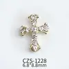 Nuevos Accesorios de Arte de Uñas de Cruz de Aleación con Diamantes Completos, Exquisitos Accesorios de Uñas de Cruz Tridimensionales con Incrustaciones de Diamantes Dorados y Plateados