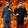 Pijama Masculino de Inverno Lobo do Norte, Forrado com Fleece e Espessado, Conjunto de Roupa para Casa de Algodão de Três Camadas, Roupas e Calças de Algodão Resistentes ao Frio e Quentes