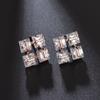 Pendientes de botón cubo de Rubik con circonita AAA incrustada, joyería coreana brillante de moda, chapados en oro, venta directa de fábrica, pendientes de botón para niñas
