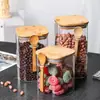 Pote Selado Quadrado Transfronteiriço com Colher, Pote de Vidro Transparente para Armazenamento de Alimentos, Chá, Frutas Secas, Grãos de Café, Pote para Armazenamento e Organização