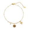 Tornozeleira de Aço Titânio Estrela do Mar com Garra de Concha Exquisita de Luxo Leve para Menina Corrente de Tornozelo/Pé Estilo Oceano Doce Nova