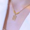 Collar de Cadena Universal Estilo Lujo Ligero Colgante Ábaco Dorado Cuentas Transportadoras Acero Titanio Collar Moda Elegante para Mujer Cadena Clavícula Combinable
