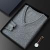 Suéter de cachemira de invierno para hombre, jersey de cuello en V, jersey de cachemira de punto de color liso, jersey informal de moda para hombre.