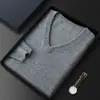 Suéter de Cachemira para Hombre, Suéter Blanco de Cachemira Otoño e Invierno, Suéter Cálido de Cuello en V, Cuello Corazón Capa Base de Cachemira para Hombre