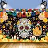Telón de Fondo Transfronterizo Día de Muertos Mexicano Amazon Carnaval Estilo Calavera Banner de Fiesta Paño Colgante Decorativo