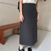 Elegante falda de lana de talle alto para mujer 2023 Invierno nuevo estilo coreano recta con abertura falda línea A 6280