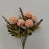 Color Otoño 5 Cabezas Diente de León Flor Artificial Tenis de Mesa Crisantemo Flor Falsa Decoración Ramo de Mano Bola de Espinas Diente de León Retro Paisajismo