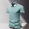 Atacado de Fábrica Transfronteiriço Camiseta Manga Curta Bordada Color Block Masculina Verão Fina Casual Versátil POLO