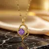 Collar en Forma de Corazón para Mujer, Lujo Ligero, Nicho, Sencillo y Moderno, Colgante de Corazón Morado, Cadena Versátil para la Clavícula, Accesorio para Transmisión en Vivo en Stock