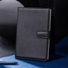 Cuaderno de cuero Deli 3301, engrosado, de cuero negro, para reuniones de trabajo y negocios.