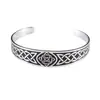 Pulseira Aberta de Aço Inoxidável com Letra de Runa Viking Odin Europeia e Americana Cruzada Pulseira de Aço Titânio Tendência Retrô Masculina