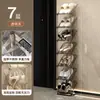 Sapateira multicamadas para apartamentos de aluguel, economizadora de espaço, organizador de sapatos fácil de usar para trás da porta, prateleira de armazenamento para dormitórios, sapateira inclinada elegante e moderna