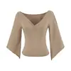 Elegante top de estilo francés con escote en V, hombros descubiertos y manga media para mujer, nuevo conjunto de dos piezas de falda de cintura alta adelgazante y elegante para verano
