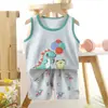 Colete infantil terno algodão meninas verão coreano roupas infantis novo 2024 verão meninos duas peças atacado