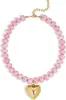 Collar Exagerado de Resina Acrílica Colorida Colgante de Corazón Hecho a Mano con Cuentas Cadena para Clavícula para Mujeres