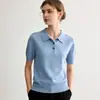 26 Anos de Novos Modelos Importados da Alemanha, Tricô Casual de Manga Curta com Gola Polo Feminina Yangzi Yarn, Camiseta de Manga Curta com Gola de Lapela