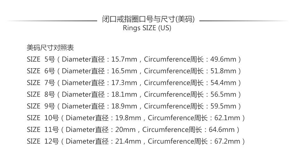 闭口尺寸参考