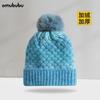 Chapéu de Lã com Gradiente à Prova de Frio Chapéu Feminino com Forro de Fleece Chapéu de Tricô Espesso e Quente Masculino Europeu e Americano Chapéu Pulôver para Exterior
