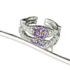 Rima Roxa Luz Fluida, Lindo e Único Anel Aberto Coração de Diamante Roxo Moda para Mulheres, Luxo Acessível Estilo Ins, Dedo Elegante de Alta Qualidade