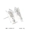 Pendientes Transfronterizos Nuevos de Borla Hoja Sensación de Alta Gama Zircón Vestido Accesorios Cena Pendientes de Borla Hoja Aguja de Plata Mujeres