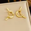 Pendientes de Acero Inoxidable de Nueva Moda Cruzados Minimalistas Para Viajar Cotidianamente Sensación de Alta Gama Lujo Ligero Personalidad Bloques de Color Adornos para Orejas Chapados en Oro Clavos