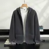 Suéter de cachemira de punto de panal grueso de doble capa para hombre, cárdigan con capucha, estilo casual "old money", chaqueta holgada y casual