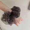 Scrunchie Grande de Tela com Estampa de Leopardo Estilo Coreano para Mulheres 2025 Novo Prendedor de Coque Acessório de Cabelo Elástico