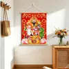 Pintura en Rollo del Dios de la Riqueza - Arte en Rollo de Tela Festivo Estilo Chino Nuevo para Entrada, Sala de Estar, Fachada de Tienda - Pintura Decorativa con Significado de Atracción de Riqueza
