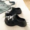 Zapatos tipo zueco elegantes y atractivos con un dulce lazo para mujer, Chanclas cerradas de suela gruesa de EVA para el verano y el uso diario, con un toque femenino