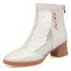 Sandalias de Malla para Mujer, Nuevo Estilo Primavera y Verano, Tacón Grueso, Zapatos Altos Huecos Transpirables, Suela Suave, Sandalias para Mamá de Mediana Edad, Talla Grande