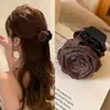 Nuevo Estilo Chino Pinza para el Cabello de Flor Rosa Suave Pinza para Moño Retro Pinza de Flor Accesorio para el Cabello de Ambiente Foto