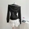 Roupas femininas estilo y2k estilo coreano outono e inverno versátil nova doce picante garota retrô poá ins jaqueta cardigan curta com capuz