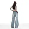 Jeans Anchos Azules Retro Americanos de Invierno 2025 para Mujer, Holgados Casual Relajados Caídos Versátiles de Largo Completo