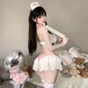 Enfermera de Deseo Puro Cuello Alto Atractivo Conjunto de Enfermera Lencería Sexy Malla Transparente Uniforme que Muestra el Trasero Traje que No se Quita 2965