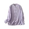 Nueva Camisa Morada Estilo Chino para Mujer 2025 Otoño Nueva Delgada Protección Solar Estilo Nacional Botón Casual de Gama Alta