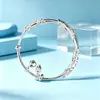 Pulsera Popular Floral de Plata Pura para Mujer, Sencilla y de Moda, Pulsera Ajustable Chapada en Plata, Brazalete de Plata, Venta al por Mayor desde la Fábrica de Origen